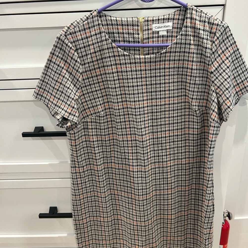Calvin Klein Plaid Dress - Black, White, Pink